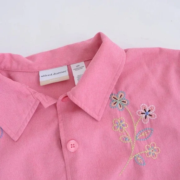 Vintage Alfred  Dunner Pink Embroidered Floral Button Up Lightweight Jacket 18W - Picture 11 of 13